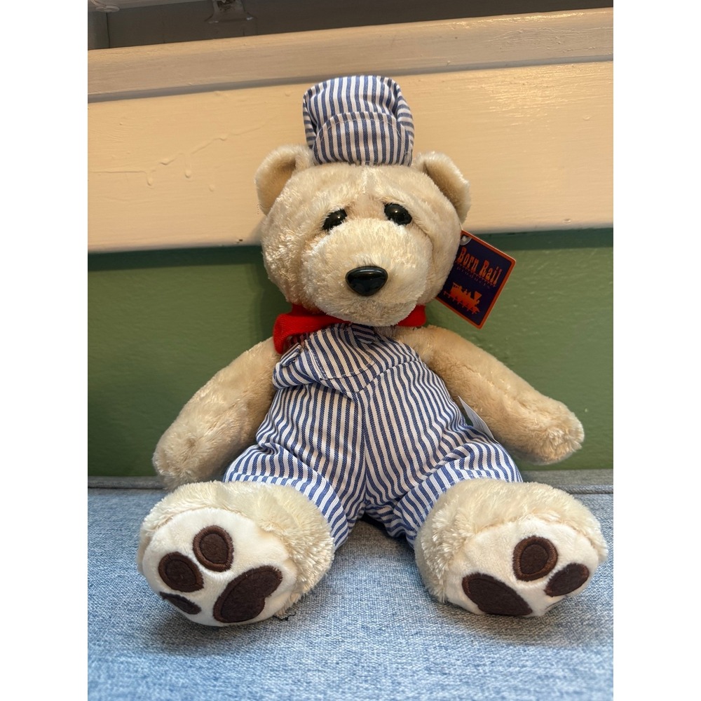 Born Rail Products Engineer Teddy Bear 11in Railroad Train Conductor Plush NWT